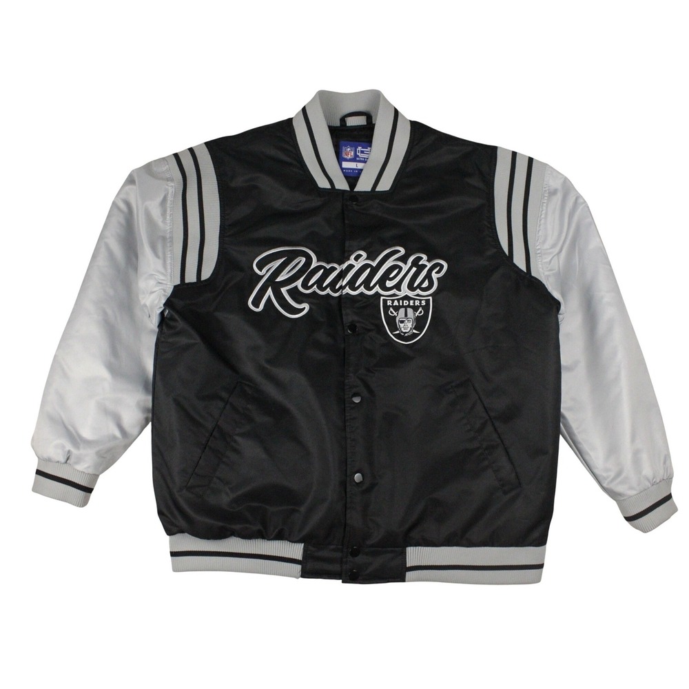 Las Vegas Raiders Satin Bomber Jacket Mens Large  NFL‎ Ultra Game Varsity